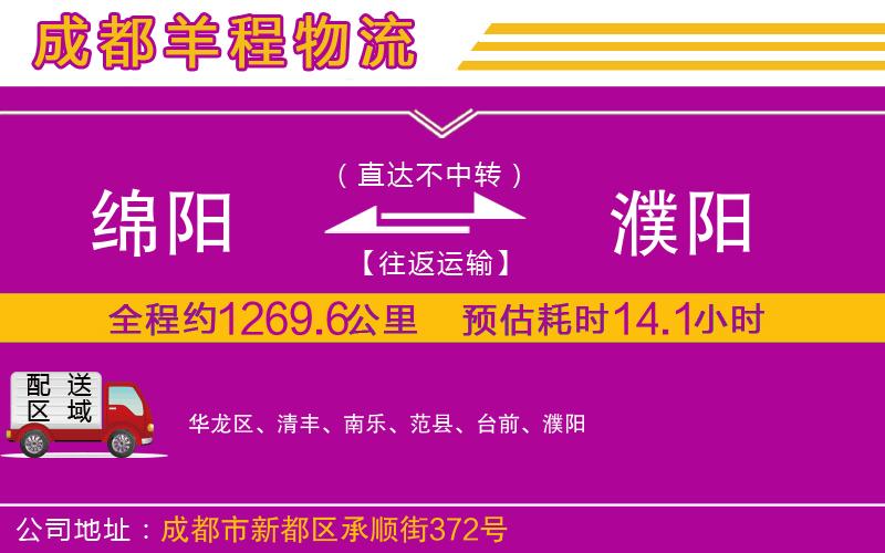 綿陽(yáng)到濮陽(yáng)物流公司