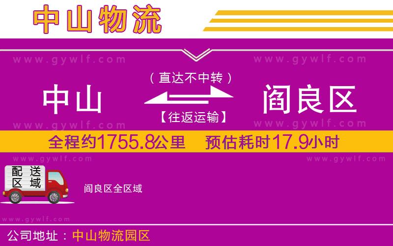 中山到閻良區(qū)物流公司