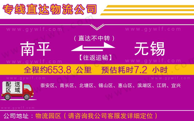 南平到無錫物流公司