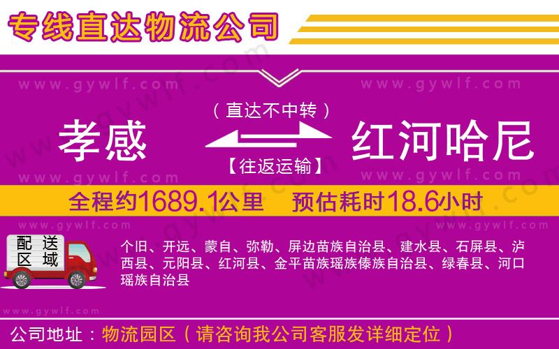 孝感到紅河哈尼族彝族自治州物流公司