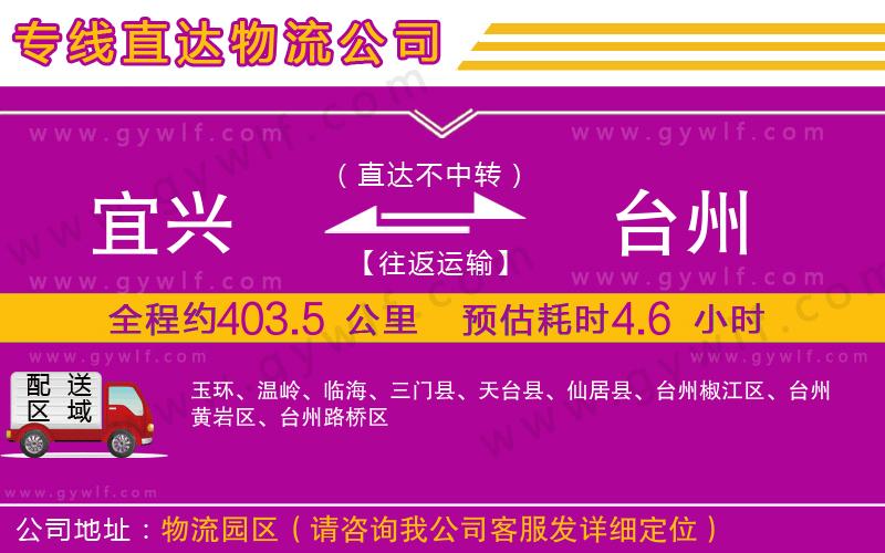 宜興到臺州物流公司