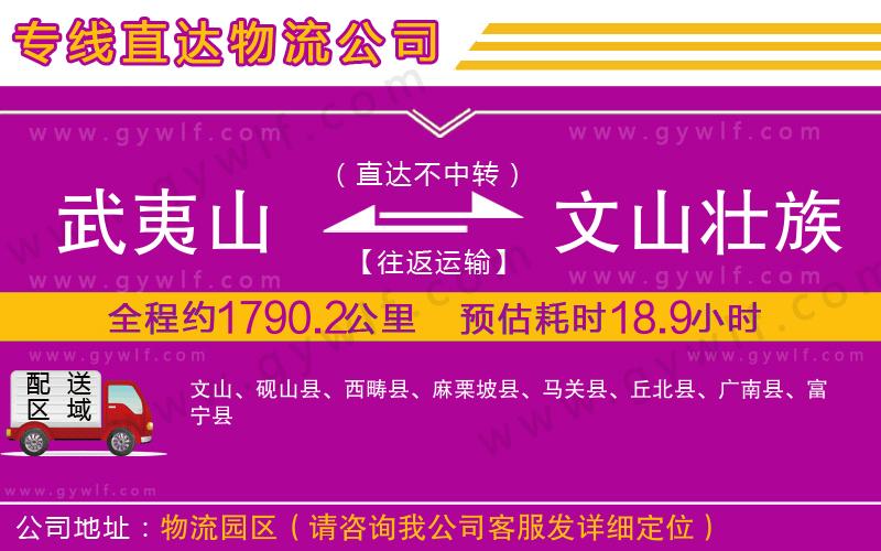 武夷山到文山壯族苗族自治州物流公司