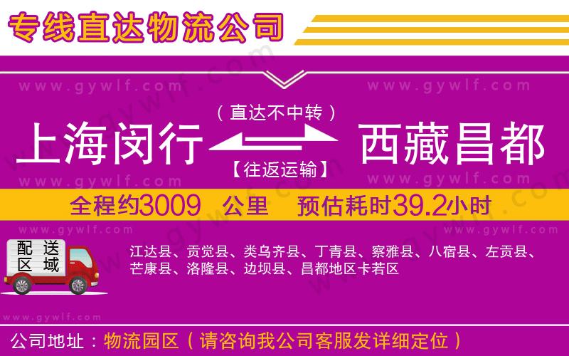 上海閔行區(qū)到西藏昌都地區(qū)物流公司