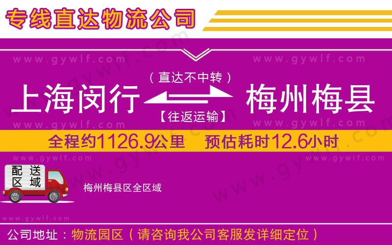 上海閔行區(qū)到梅州梅縣區(qū)物流公司
