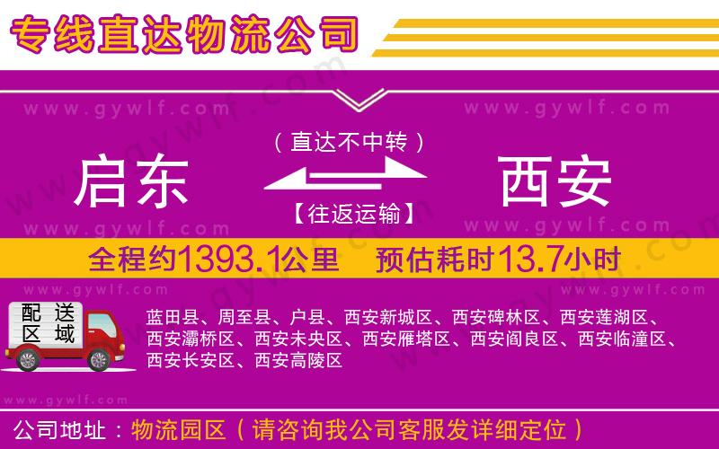 啟東到西安物流公司