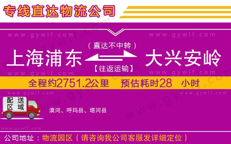上海浦東區(qū)到大興安嶺地區(qū)物流公司