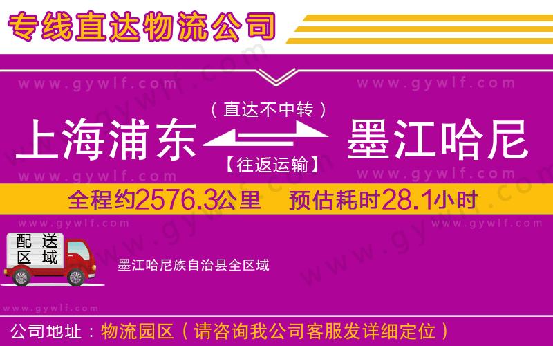 上海浦東區(qū)到墨江哈尼族自治縣物流公司