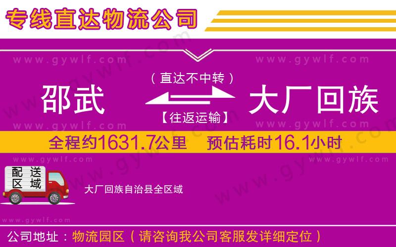 邵武到大廠回族自治縣物流公司