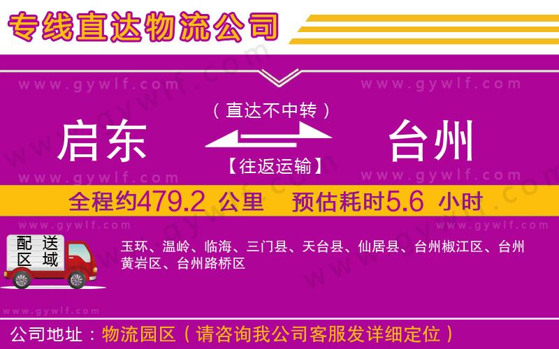 啟東到臺州物流公司