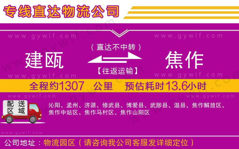 建甌到焦作物流公司