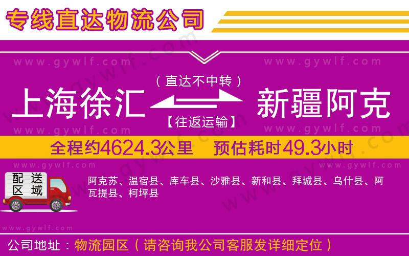 上海徐匯區(qū)到新疆阿克蘇地區(qū)物流公司
