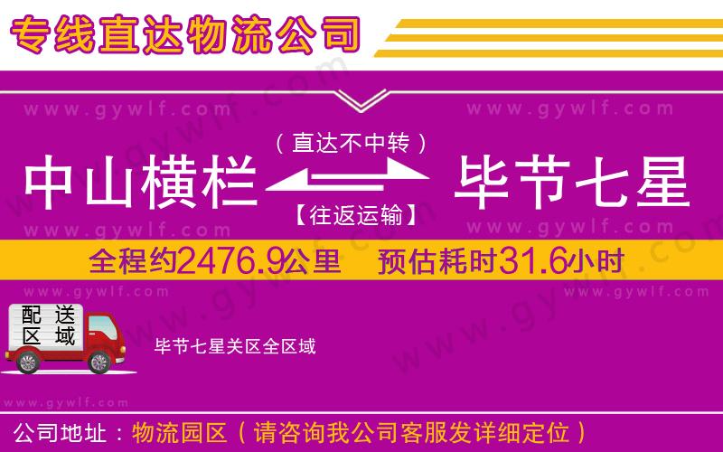 中山橫欄到畢節(jié)七星關區(qū)物流公司